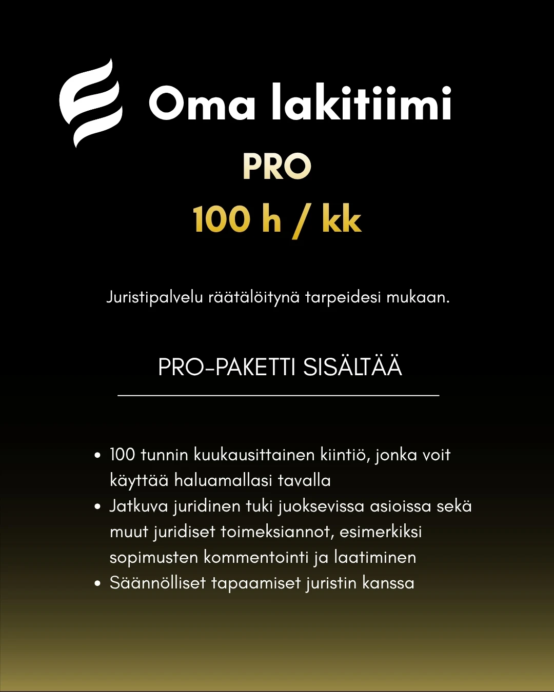 Pro-tilausmallin palvelukuvaus
