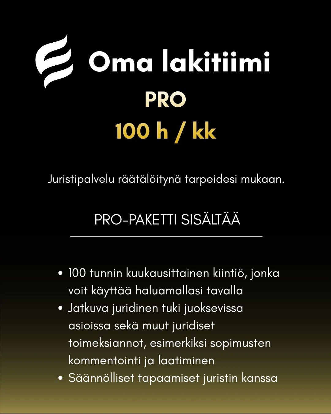 Pro-tilausmallin palvelukuvaus
